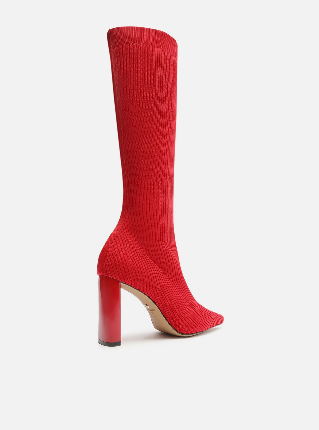 ✩ Ami ✩2 Bota Skinny Vermelha Arezzo Knit Cano Longo Salto Bloco | ZZ