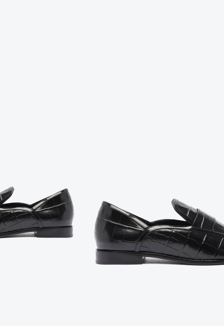 Mocassim Maurice Couro Croco Preto