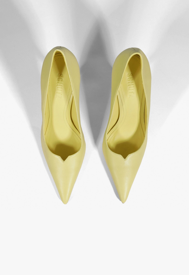 Scarpin Ines High Couro Amarelo
