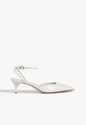 Sapato Scarpin Salto Mid Couro Branco