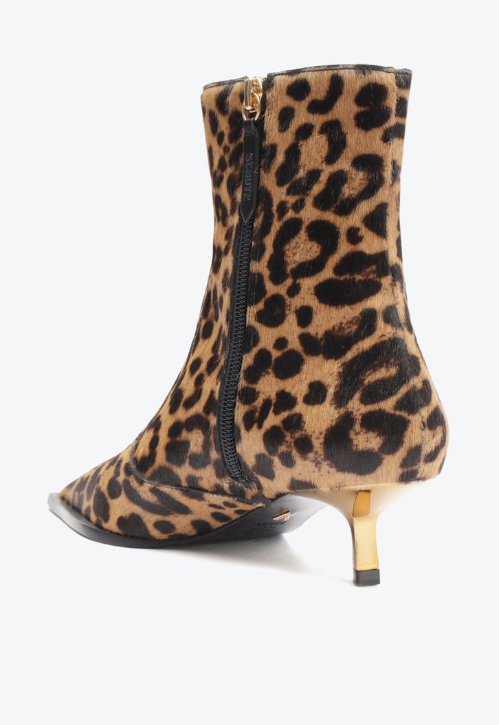 Bota Animal Print Schutz Cano Médio Couro