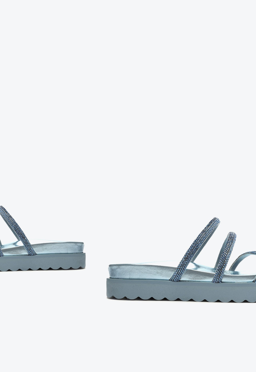 Sandália Papete Azul Schutz Phoebe Sporty Tratorada Brilho