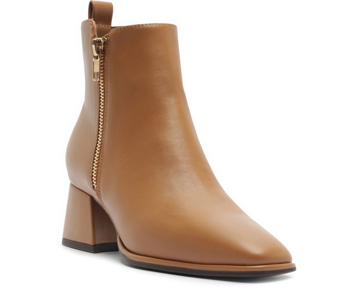 Bota Cano Curto Salto Bloco Marrom Caramelo