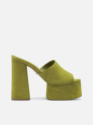 Sandália Verde Camurça Salto Alto