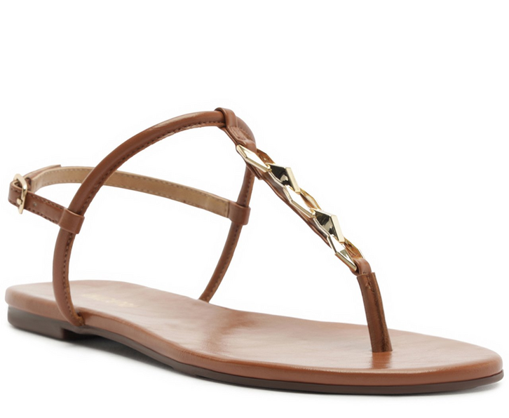 Sandália Rasteira Slim Metal Marrom