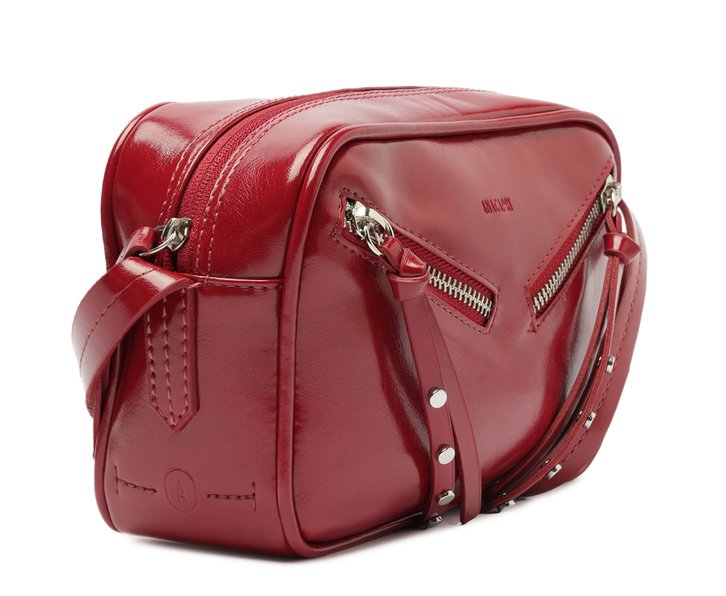 Bolsa Tiracolo Média Fecho Duplo Zíper Vermelha