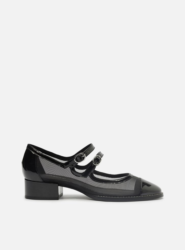 小物 ma- Sapato Boneca Preto Tela Bloco Cap Toe | ZZ MALL