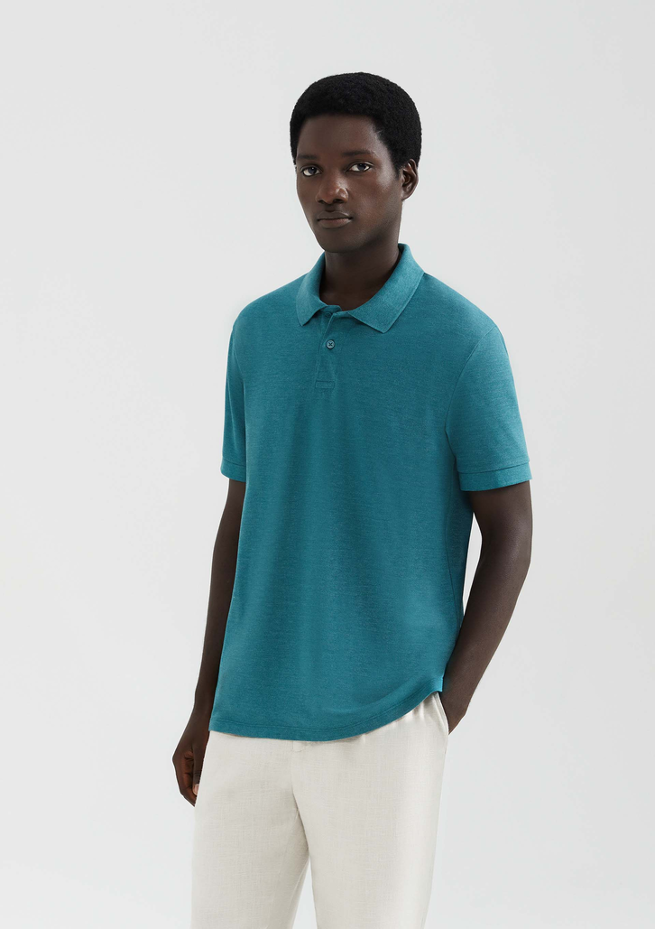 Camisa Polo Básica Verde Petróleo Hering Manga Curta Em Piquet