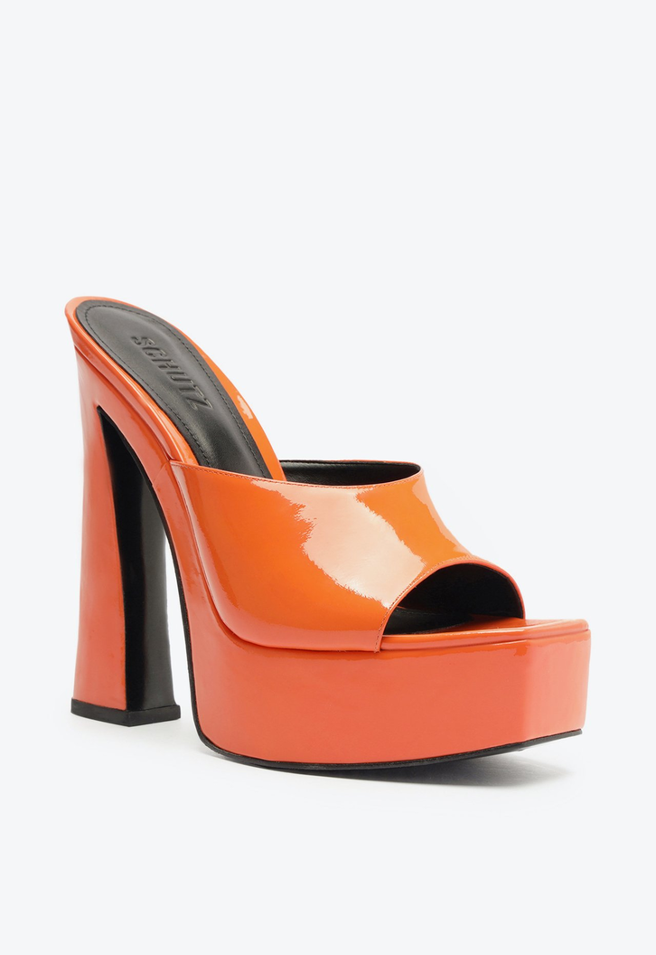 Sapato Mule Plataforma New Wedge Laranja