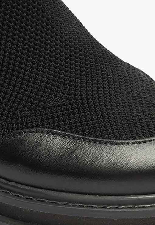 Bota Baixa Tratorada Logo Knit Preta