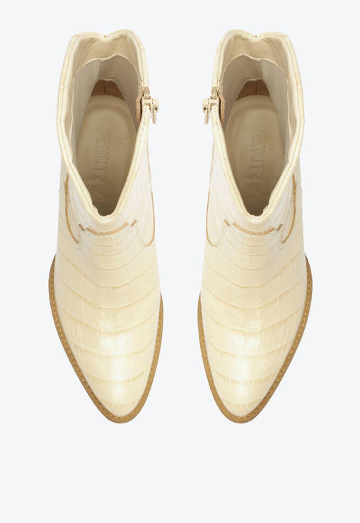 Bota S-Souli Couro Croco Branca
