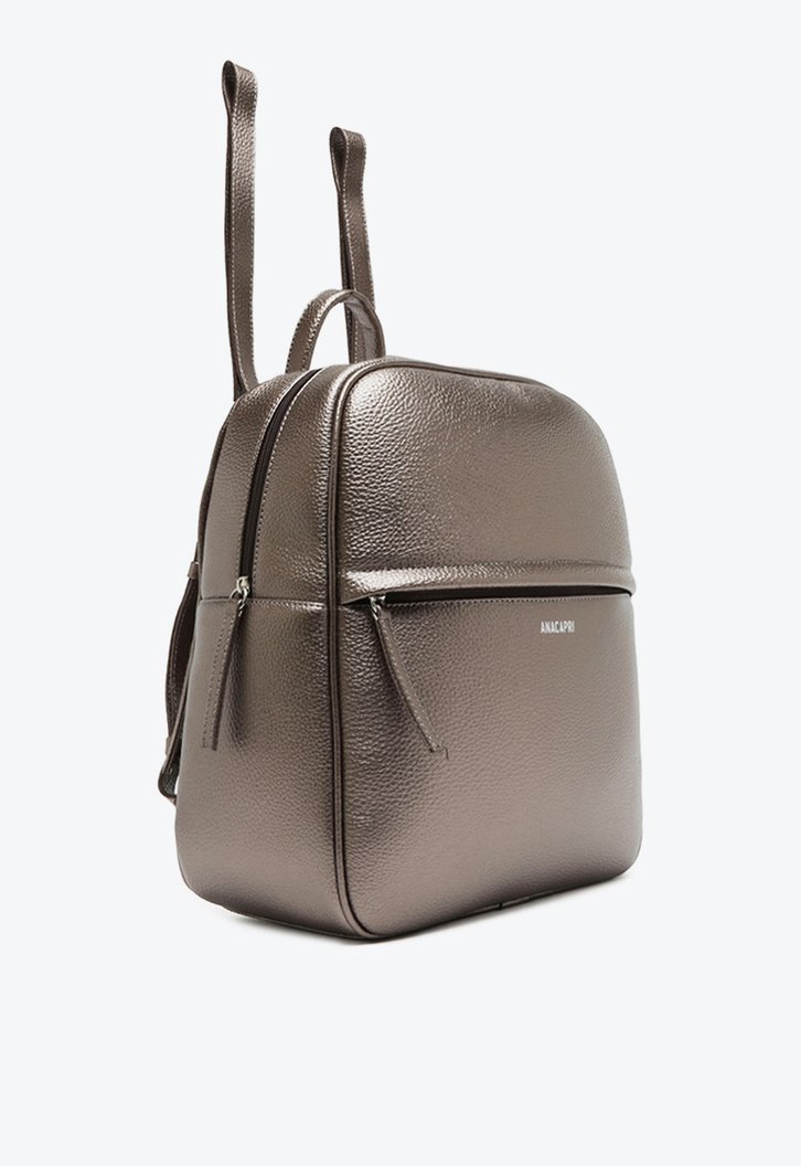 Mochila Prata Anacapri Média Zíper Básica Grafite
