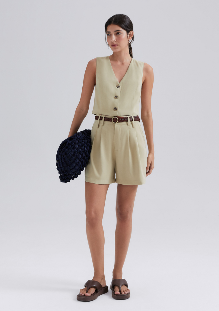 Colete Marrom Claro Hering Cropped Em Viscose