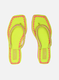 Chinelo de Dedo Amarelo Square Crochê Brizza