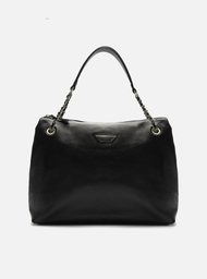 Bolsa Shopping Preta Arezzo Couro Grande Metal