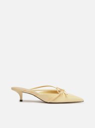 Mule Amarela Verniz Salto Kitten Laço