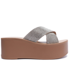 Sandália Flatform Prata Anacapri Tiras Brilhosas Íris