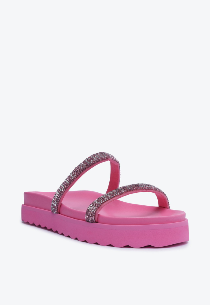 Sandália Papete Brilho Rosa