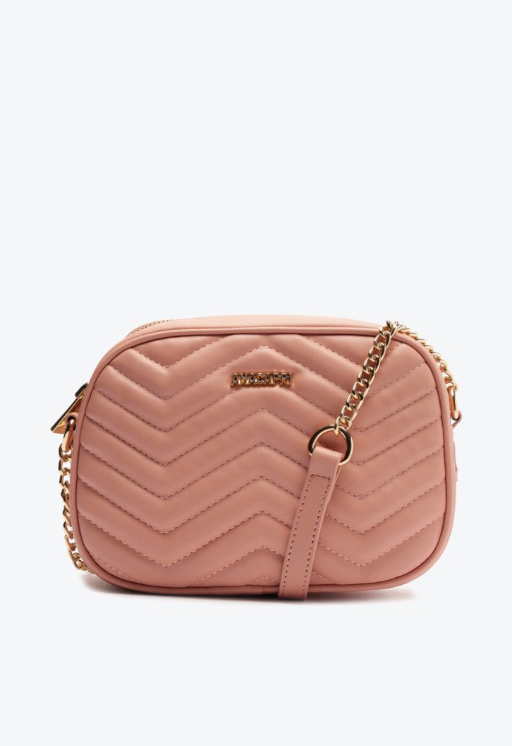Bolsa Tiracolo Média Matelassê Zig Zag Rosa