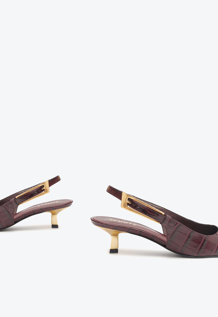 Sapato Slingback Couro Vermelho