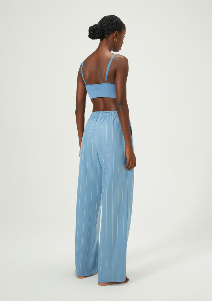 Calça Azul Hering Cintura Alta Listrada