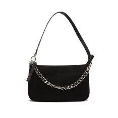 Crossbody Anacapri Preta Baguete Acamurçada Corrente