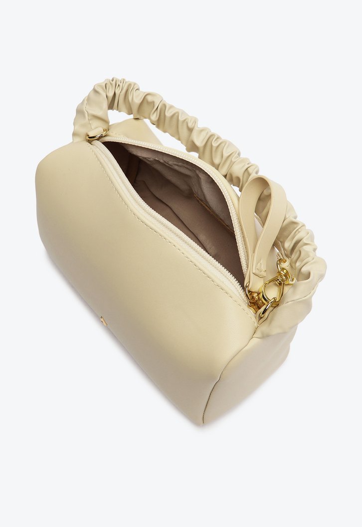 Bolsa Tiracolo Branca Redonda Alça Franzida Pequena