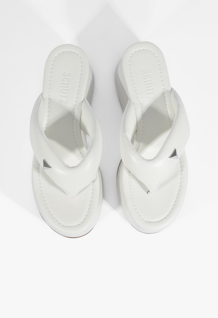 Sandália Thong Plataforma Alta Branca