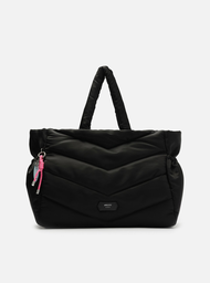Bolsa Puffer Shopping Preta Arezzo Nylon Grande