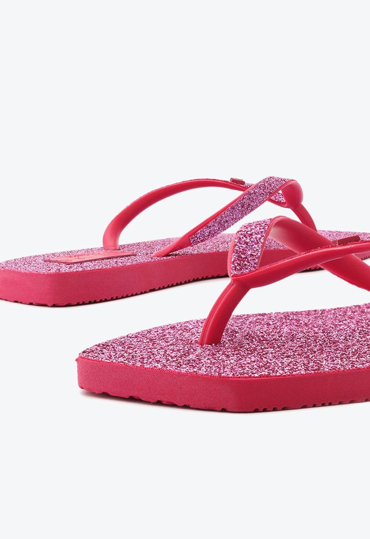 Chinelo De Dedo Rosa Brizza Glitter Square