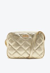 Bolsa Tiracolo Dourada Anacapri Média Matelassê Triangular Arredondada