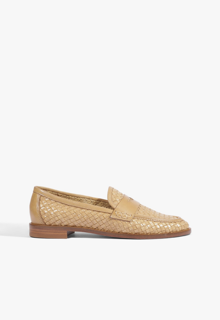 Mocassim Schutz Bico Redondo Couro Marrom Claro
