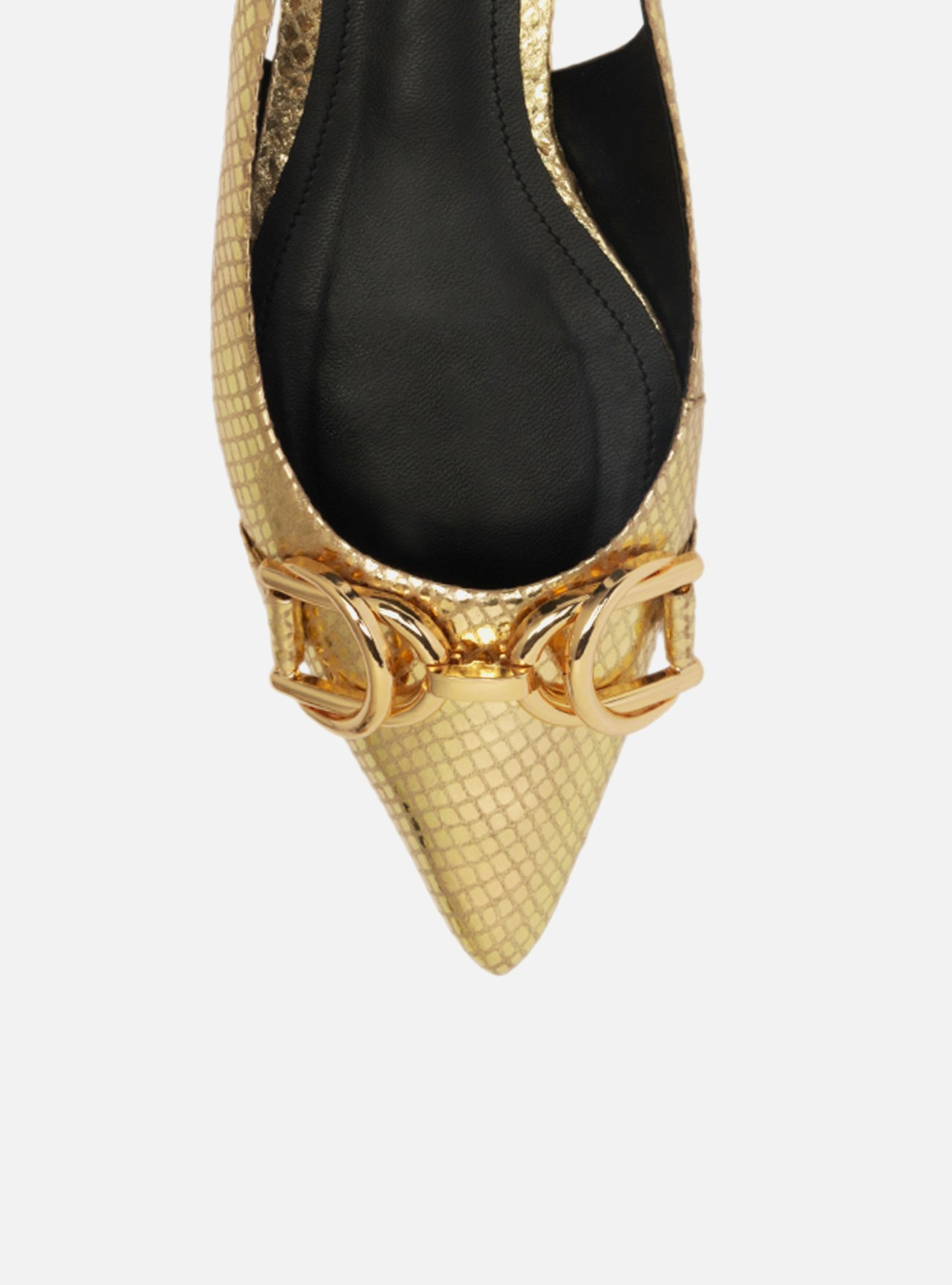 Sapatilha Dourada Arezzo Snake Bico Fino Slingback Bridão | ZZ MALL