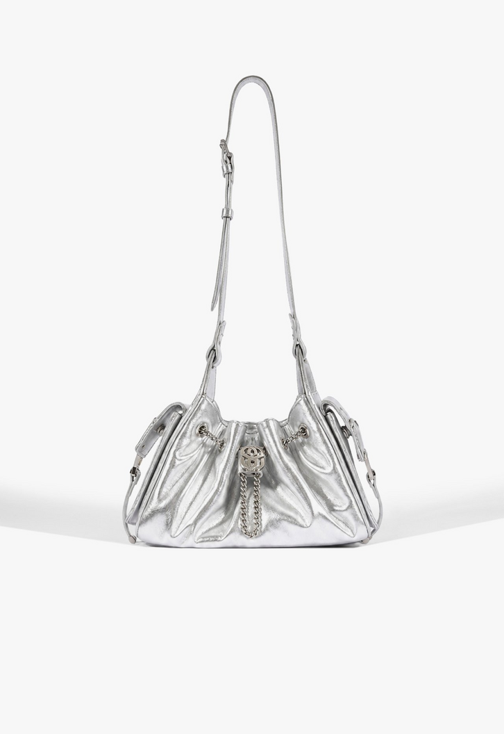 Bolsa Schutz Mini  Lilibet Média Couro Prata