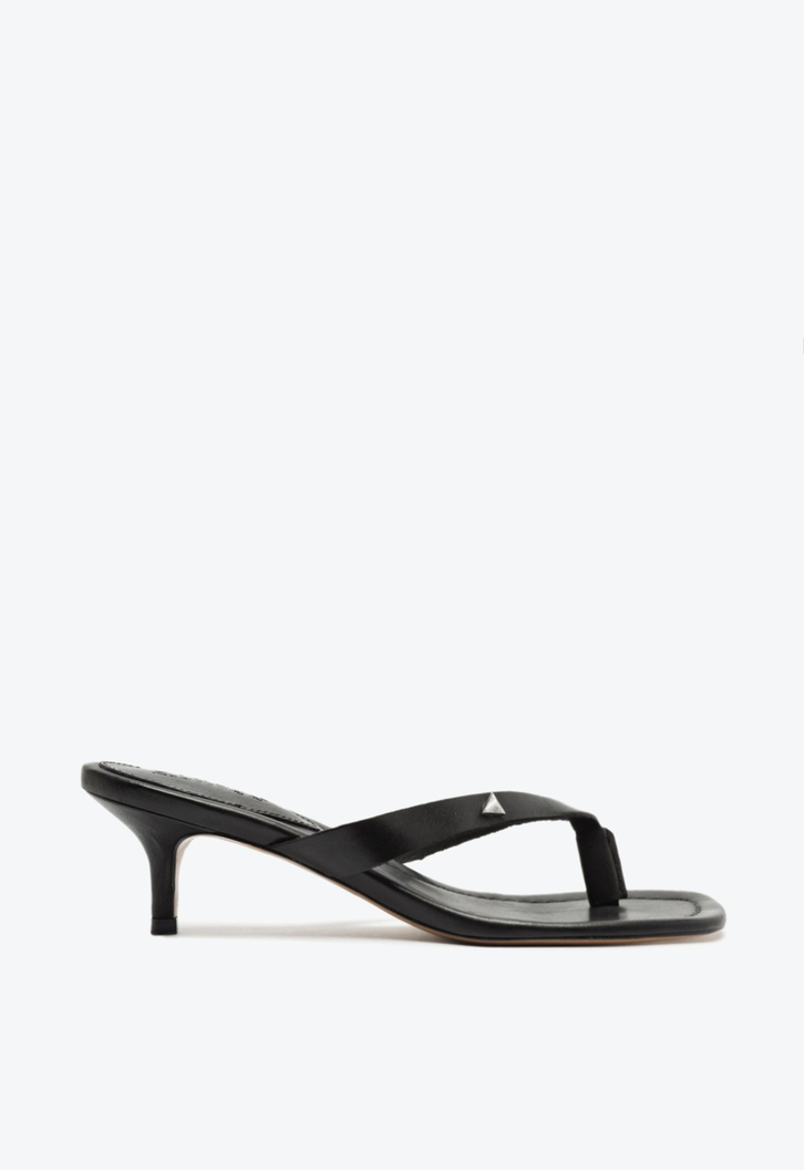 Chinelo Salto Fino Couro Preto