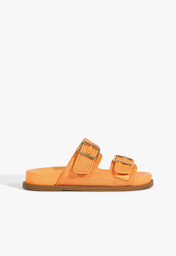 Papete Couro Fivela Laranja