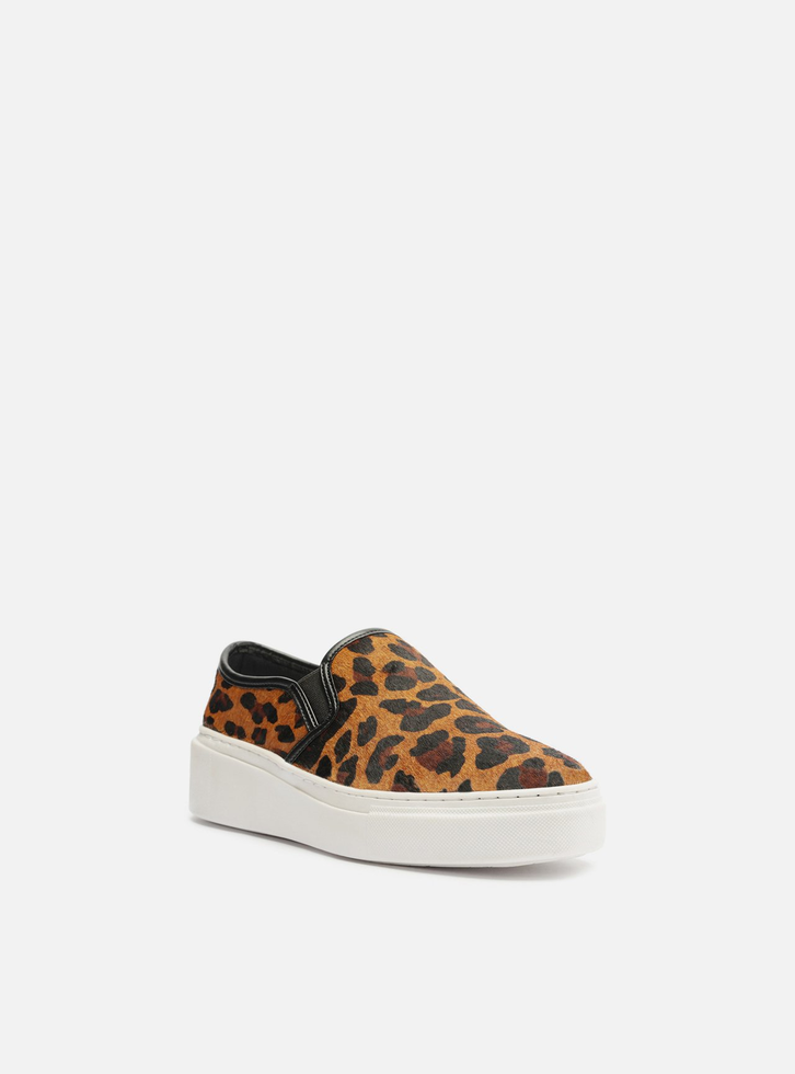 Tênis Slip On Animal Print Sola Alta Básico