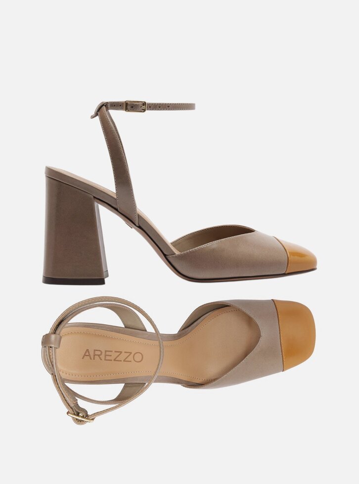 Scarpin Cinza Fivela Cap Toe Caramelo | ZZ MALL