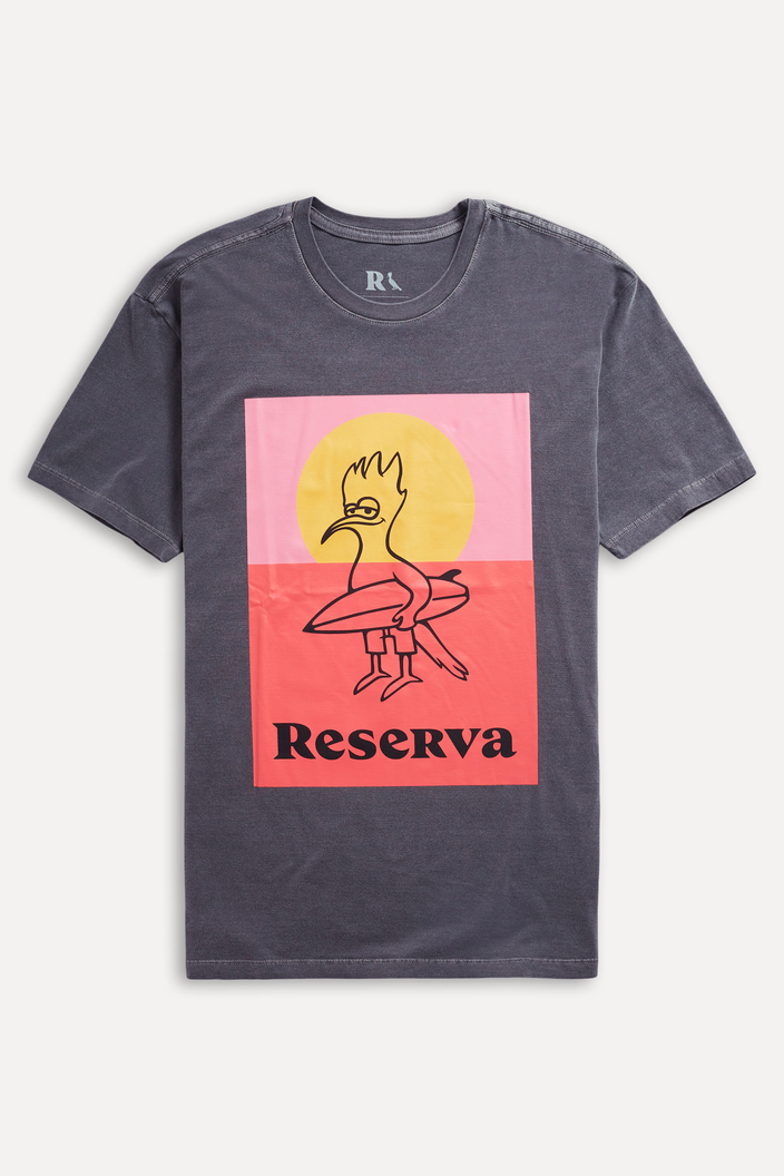 Camiseta Preta Reserva Estampada Pica Pau Surf Bicolor
