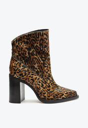 Bota Animal Print Schutz Couro Salto Bloco Couro