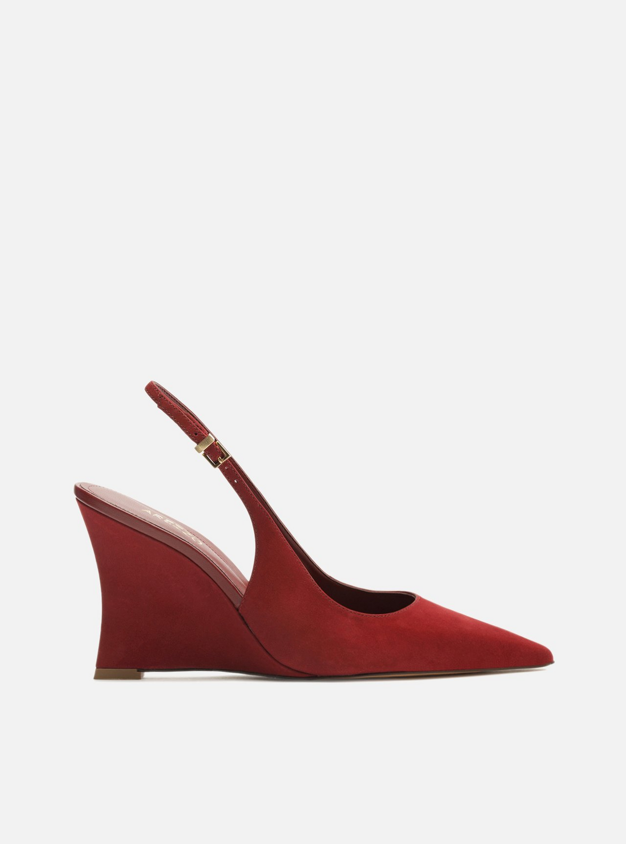まさ589 Scarpin Vermelho Acamurçado Slingback Anabela | ZZ MALL