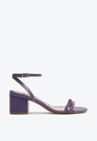 warrenslove 紫 Sandália Roxa Schutz Salto Bloco Couro | ZZ MALL