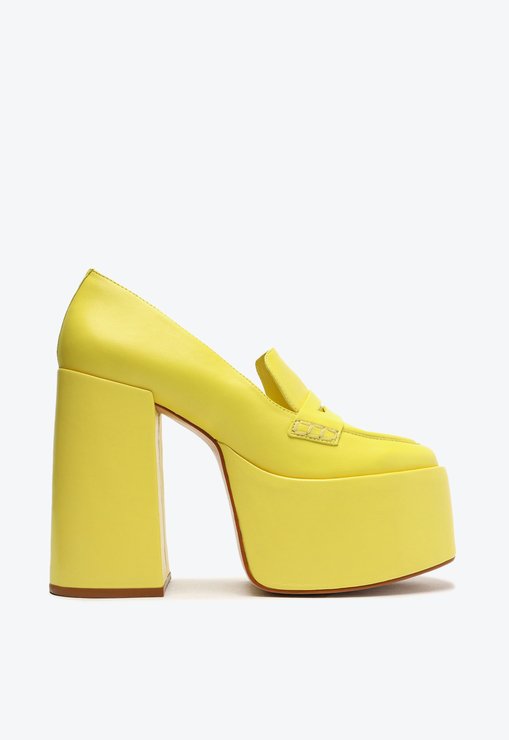 Sapato Mocassim Viola Platform Couro Amarelo