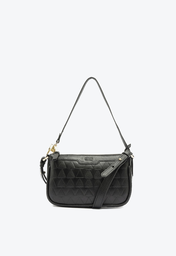 Bolsa Tiracolo Preta Schutz Média Triangle Grained Couro