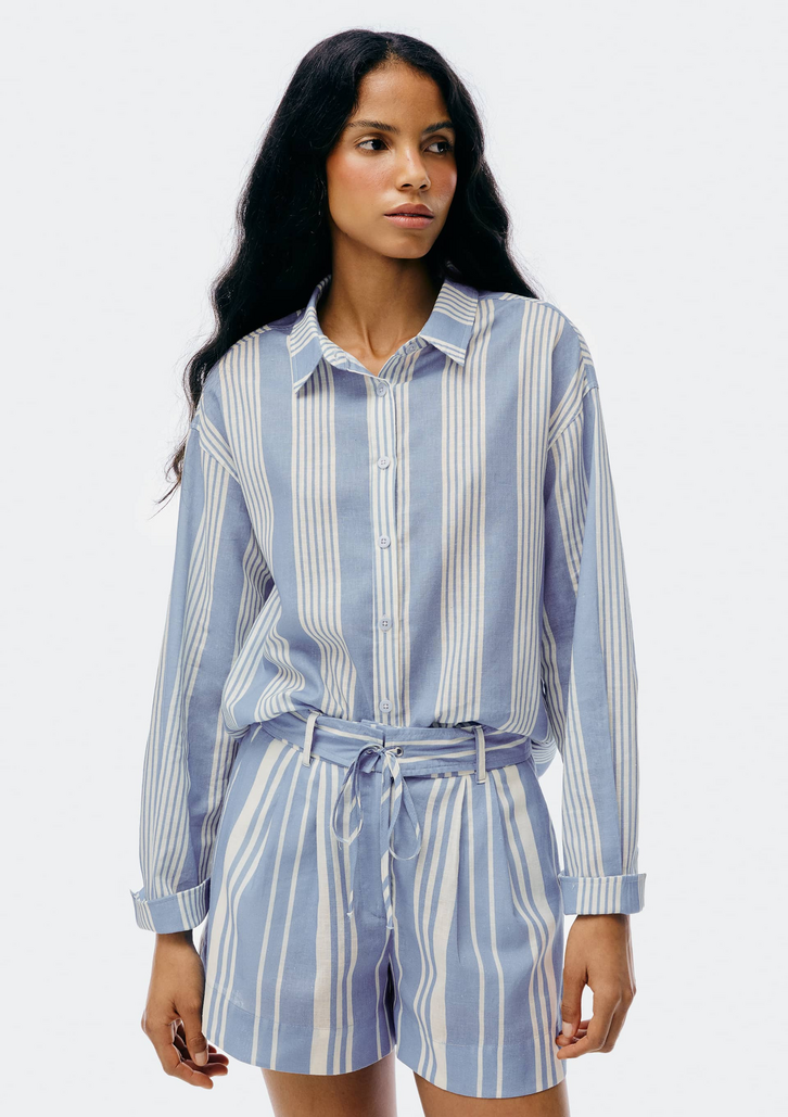 Camisa Azul Hering Manga Longa Fio Tinto
