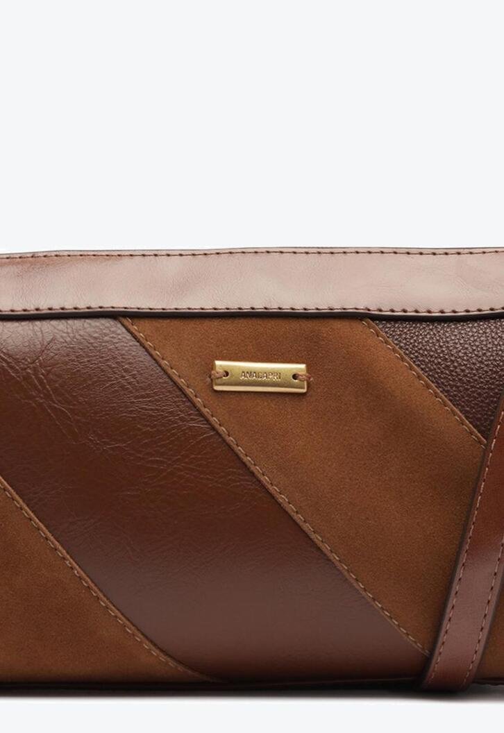 Bolsa Média Tiracolo Mix Texturas Marrom