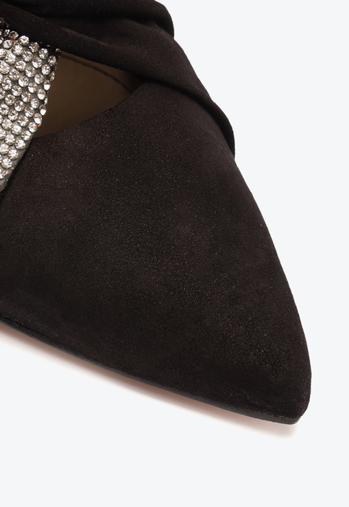 Mule Gwyneth Glam Flat Nobuck Preto