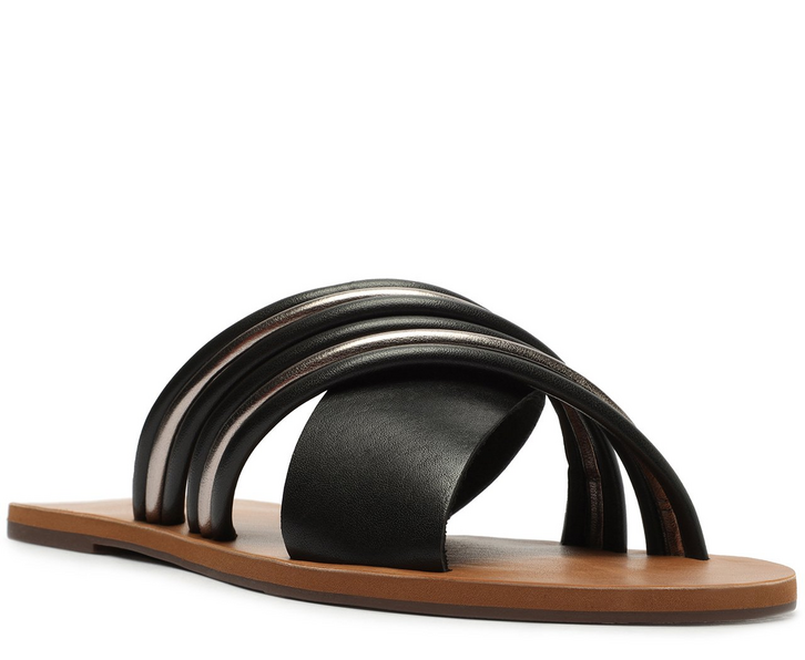 Rasteira Tiras Cruzadas Mix Preta