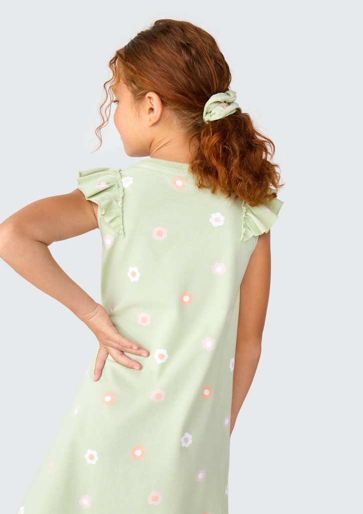 Camisola Verde Hering Infantil Com Babado + Scrunchie