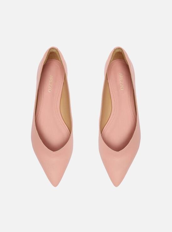 SAPATILHA ROSA AREZZO SOFT COURO BICO FINO